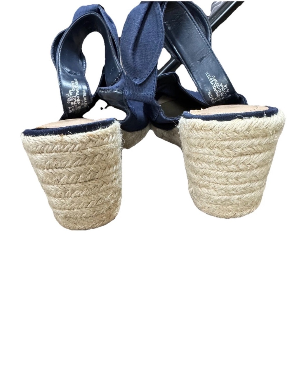Lauren Ralph Lauren Helma Espadrille Wedge Sandal 7.5B Navy Linen Slingback Jute - Picture 6 of 10